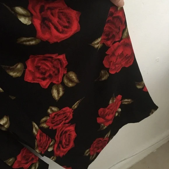 City Chic Jumpsuit Red Rose Black Plus Size 14 wide leg pockets
